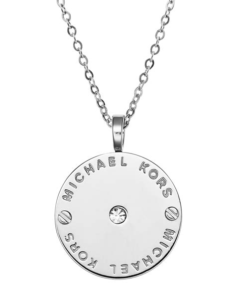 michael kors round necklace|Michael Kors sterling silver necklace.